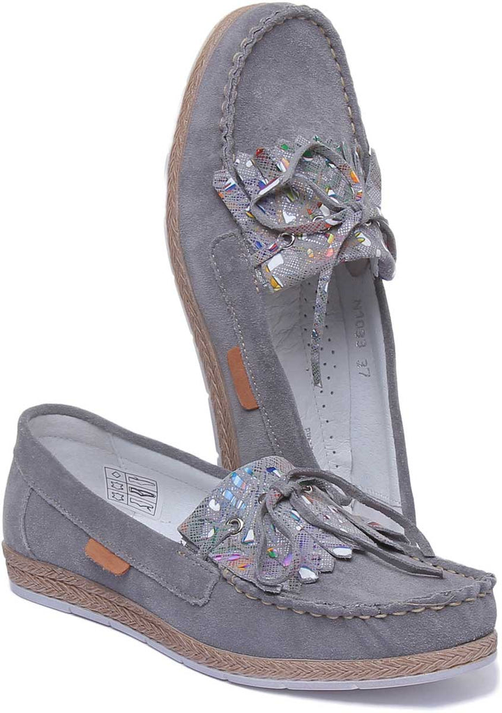 JUSTINREESS ENGLAND Womens Loafers Nala Suede Slip On Loafer In Grey