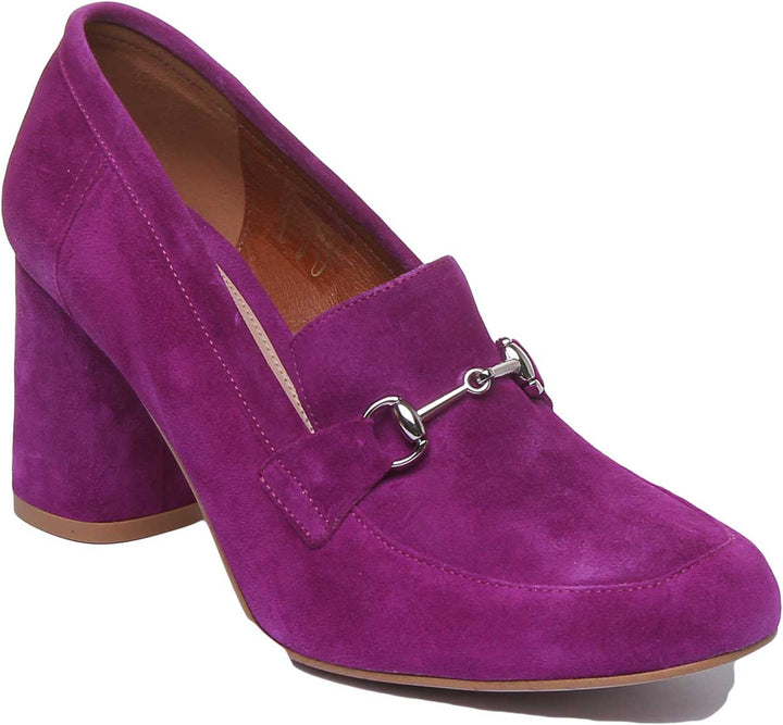 JUSTINREESS ENGLAND Womens Heel Shoes Alice Block Heel Leather Shoe In Lilac