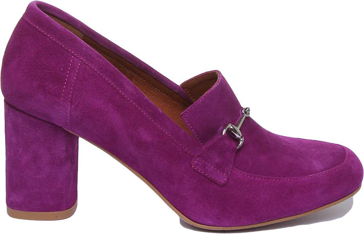 JUSTINREESS ENGLAND Womens Heel Shoes Alice Block Heel Leather Shoe In Lilac