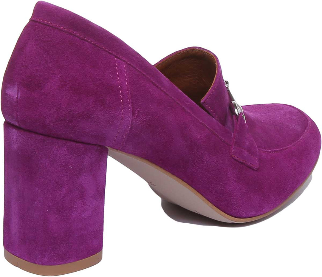 JUSTINREESS ENGLAND Womens Heel Shoes Alice Block Heel Leather Shoe In Lilac