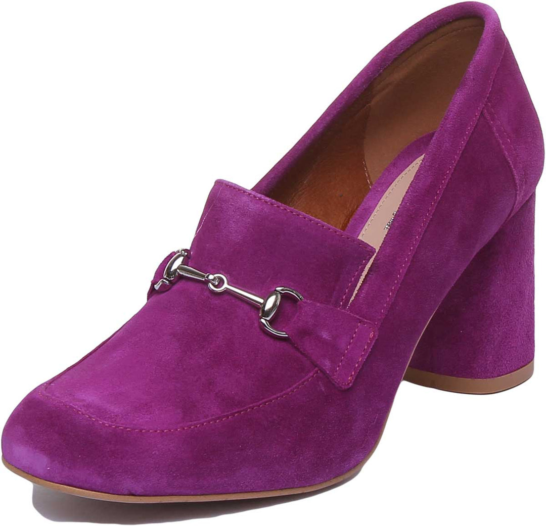 JUSTINREESS ENGLAND Womens Heel Shoes Alice Block Heel Leather Shoe In Lilac
