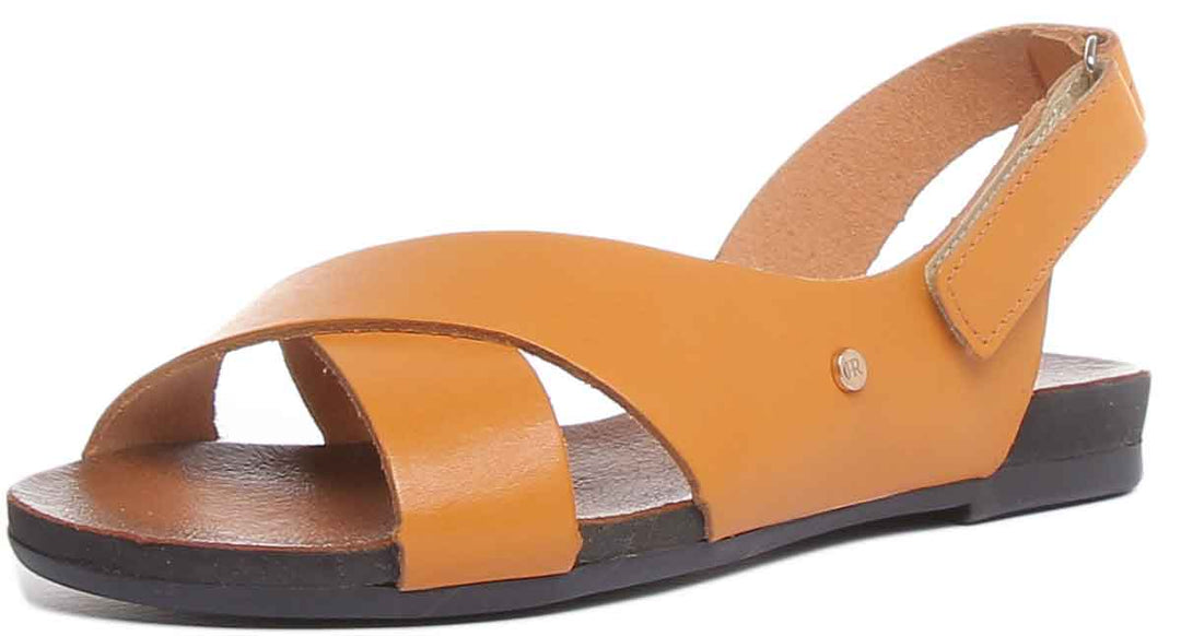 JUSTINREESS ENGLAND Womens Sandals 7600 Leather Buckle Sandal In Mustard
