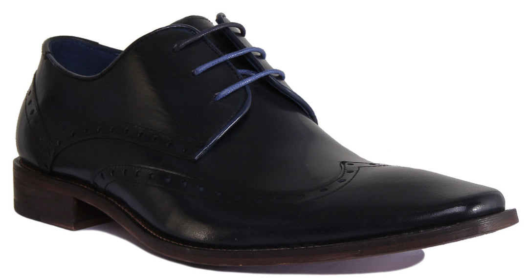 JUSTINREESS ENGLAND Mens Shoes Alexander Leather Lace Up Classic Shoe In Navy