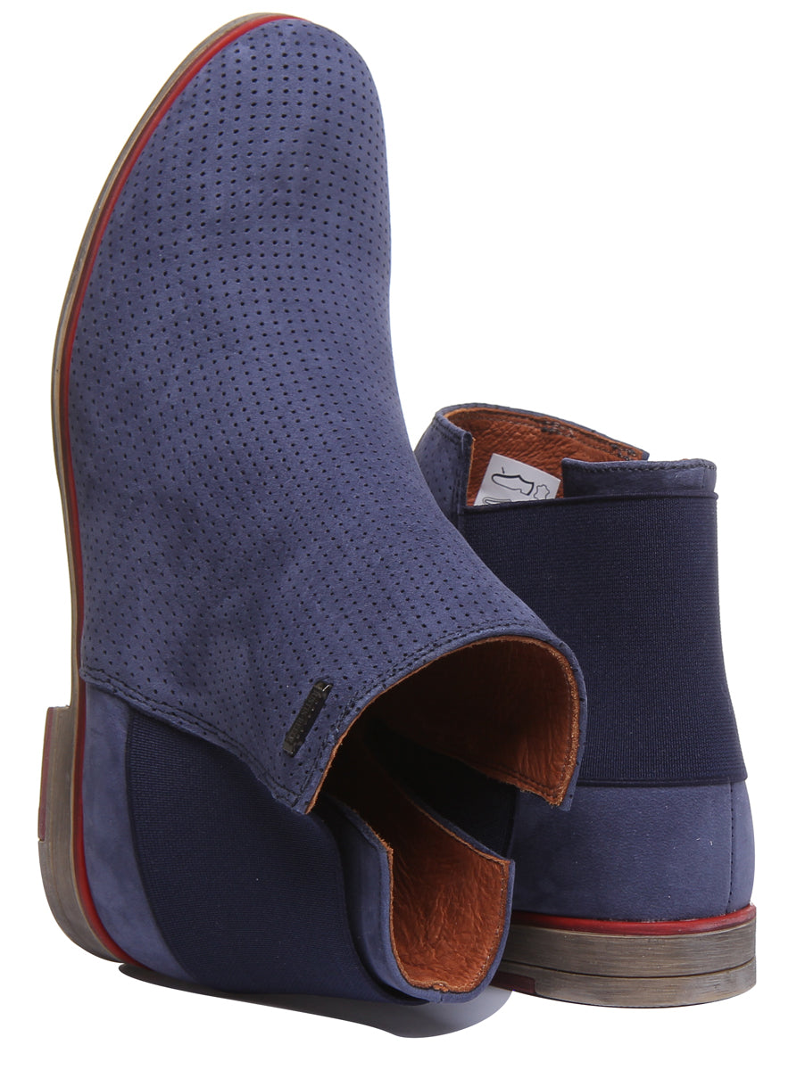 JUSTINREESS ENGLAND Womens Ankle Boots 5900 Leather Ankle Boot With Elastic Back In Navy