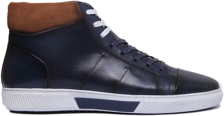 JUSTINREESS ENGLAND Mens Ankle Boots Jed Lace Up Leather Boot In Navy