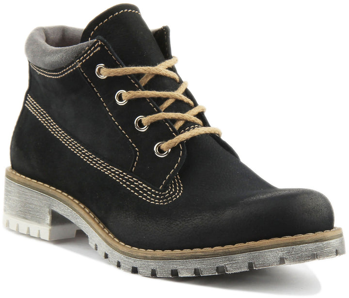 JUSTINREESS ENGLAND Womens Ankle Boots Stella Lace Up Hiking Boot In Navy