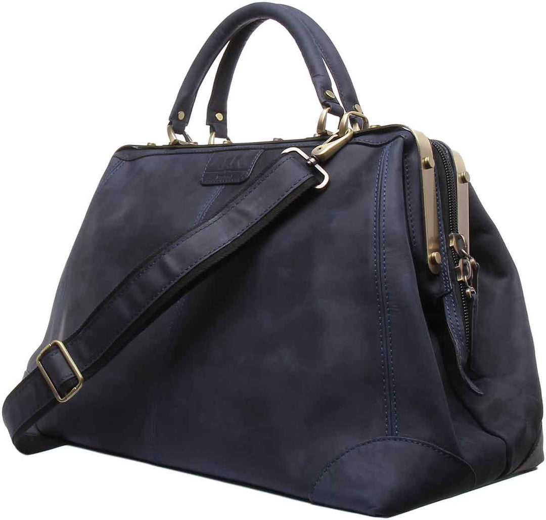 JUSTINREESS ENGLAND Mens Bags Axel Handle Leather Bag In Navy