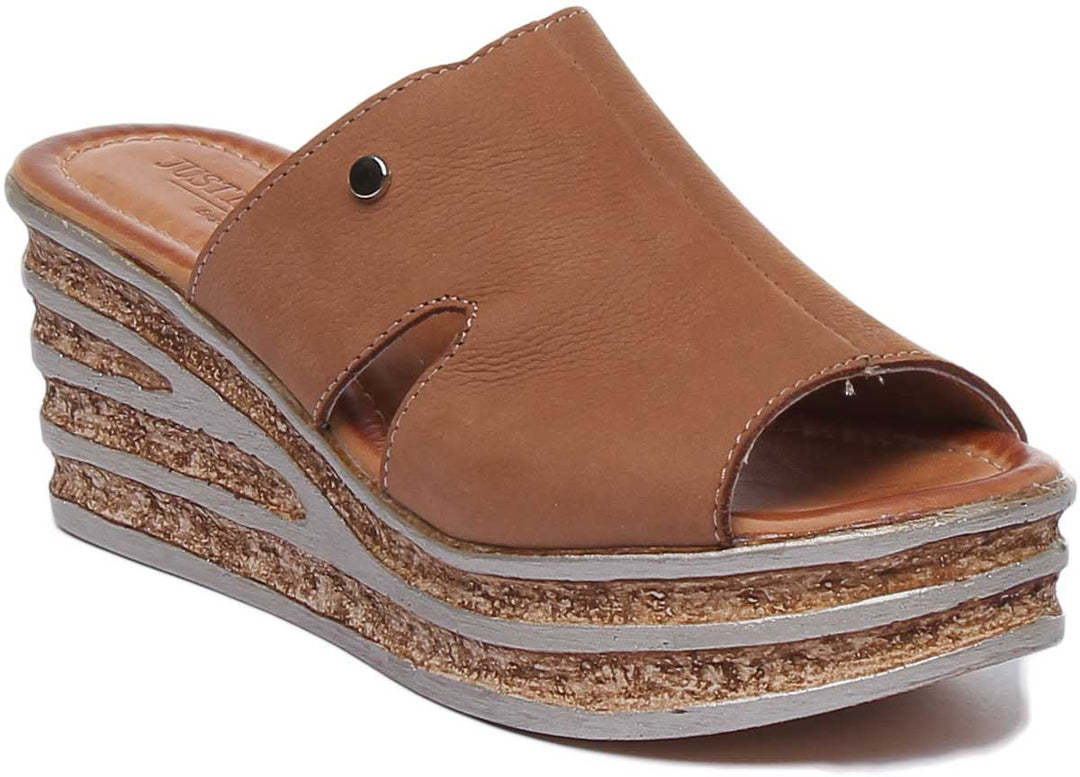 JUSTINREESS ENGLAND Womens Sandals Nadia Leather Wedge Mule In Nude