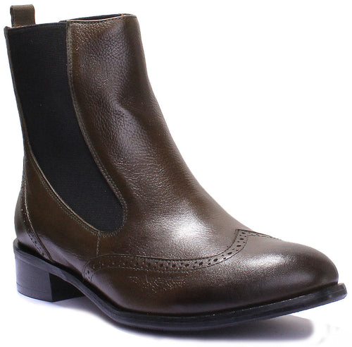 Giana High Chelsea Leather Boot In Olive