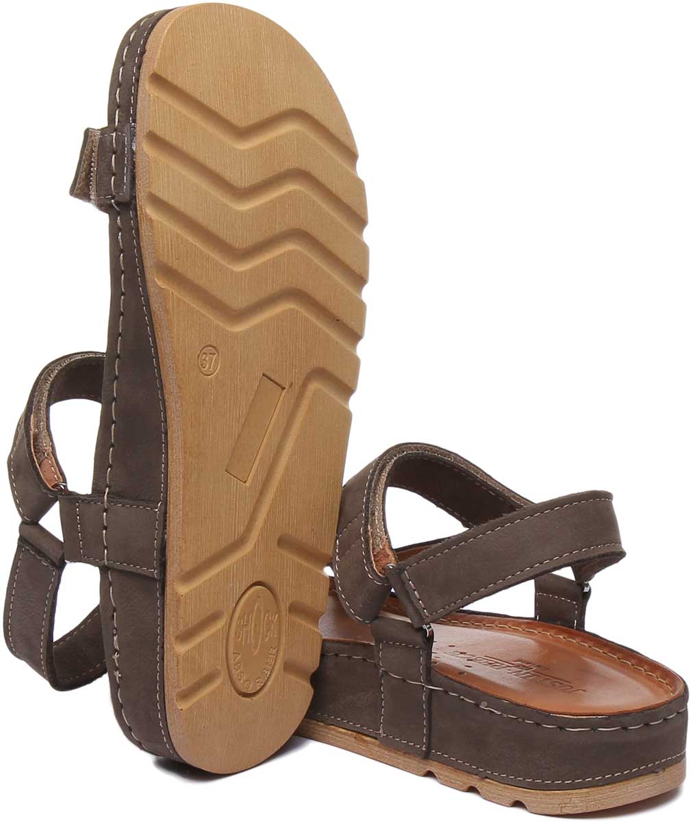JUSTINREESS ENGLAND Womens Sandals Nikki Leather Strappy Sandal In Olive