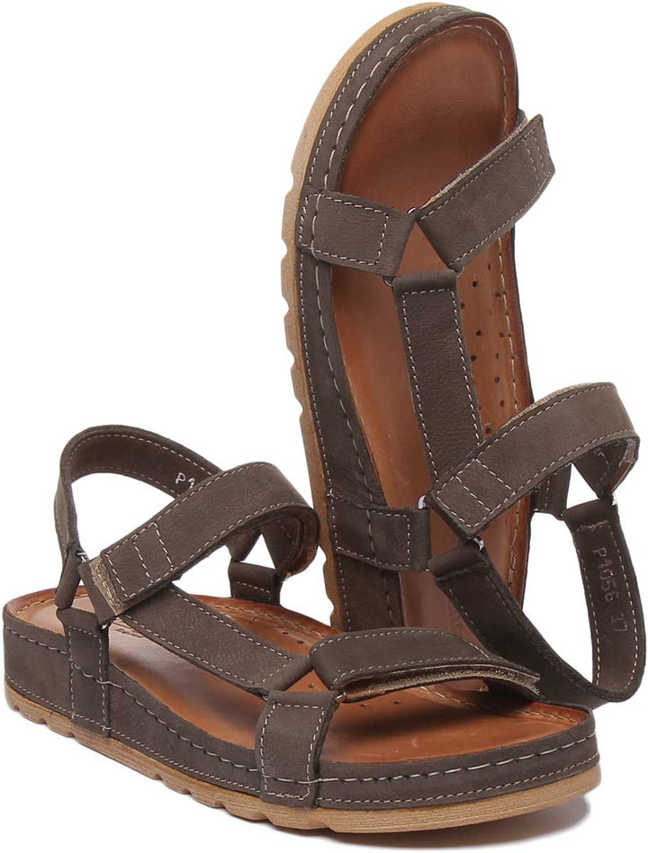 JUSTINREESS ENGLAND Womens Sandals Nikki Leather Strappy Sandal In Olive