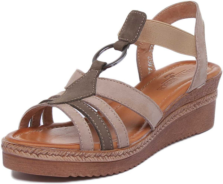 JUSTINREESS ENGLAND Womens Sandals Neve Leather Wedge Sandal In Olive