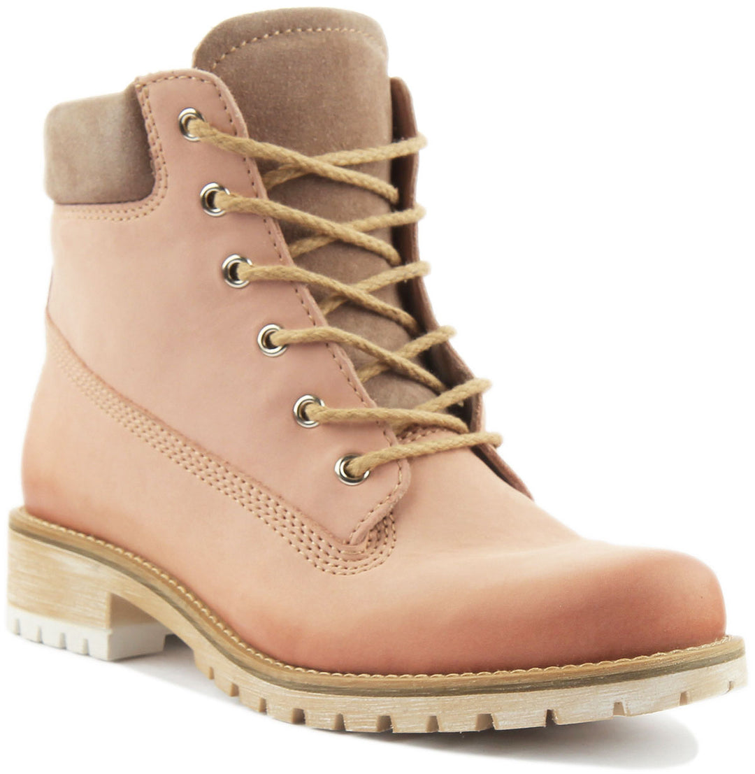 JUSTINREESS ENGLAND Womens Ankle Boots Selah Warm Lace Up Boot In Pink