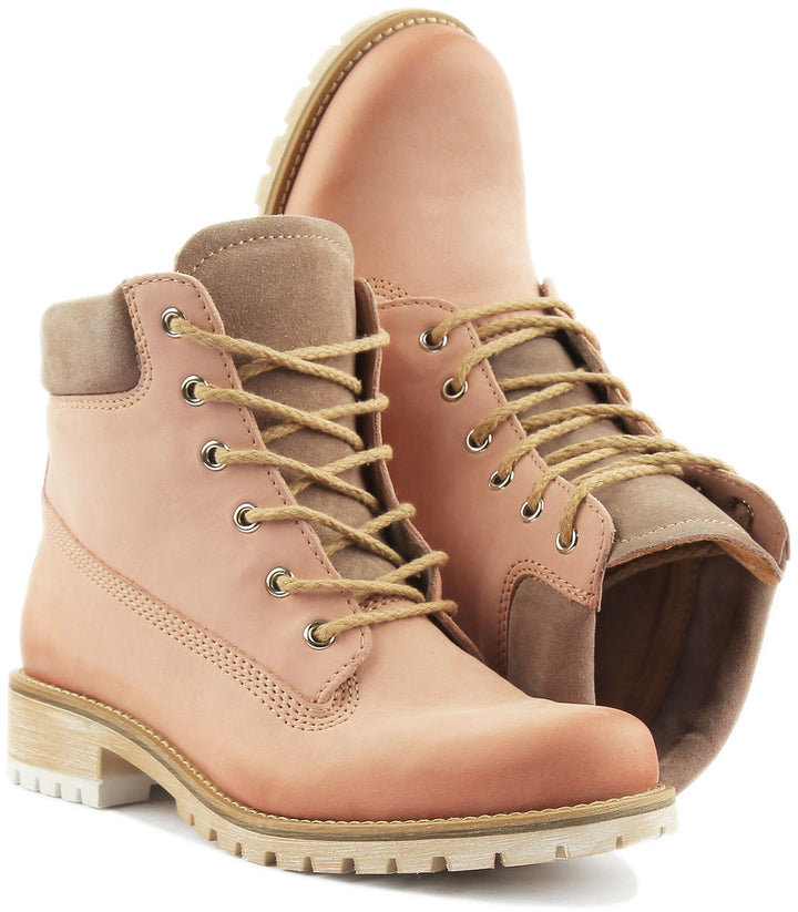 JUSTINREESS ENGLAND Womens Ankle Boots Selah Warm Lace Up Boot In Pink