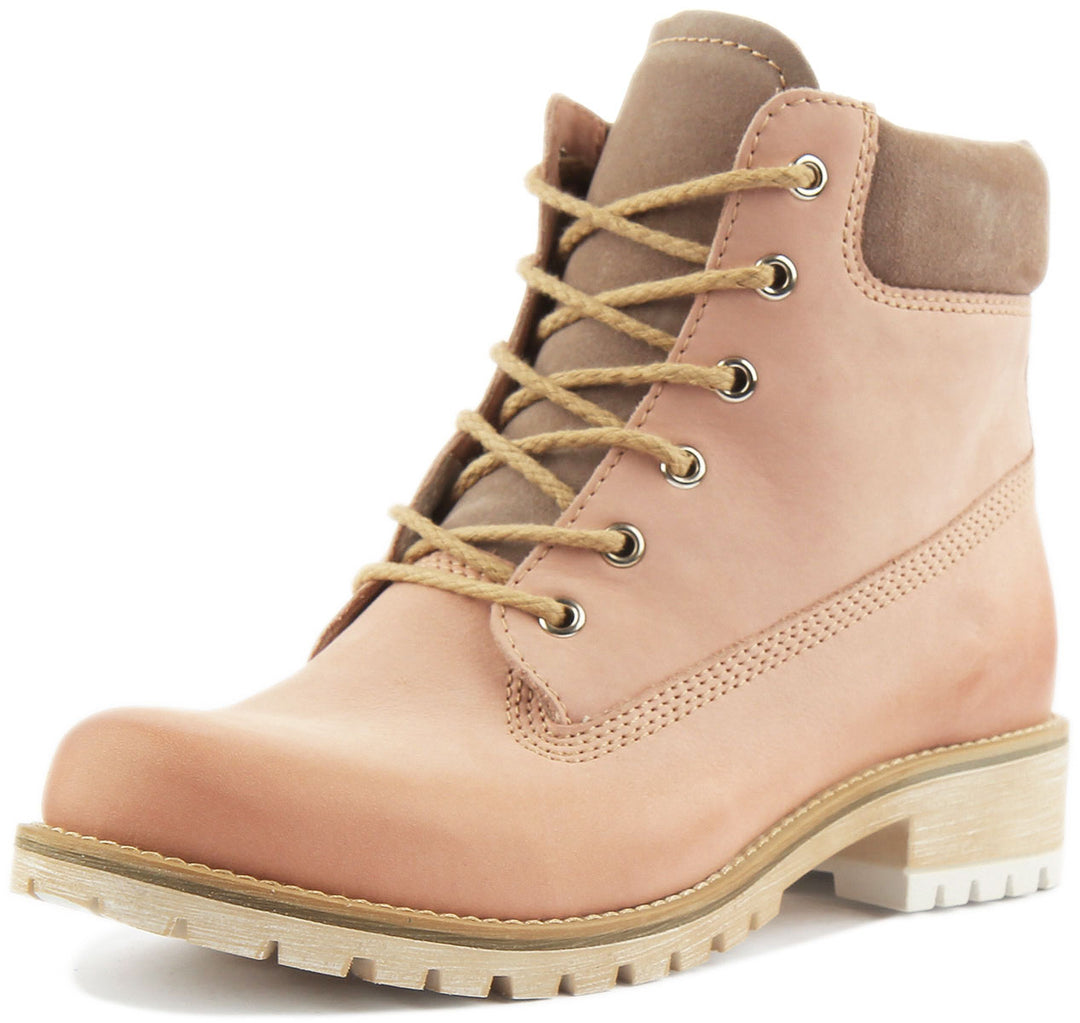 JUSTINREESS ENGLAND Womens Ankle Boots Selah Warm Lace Up Boot In Pink