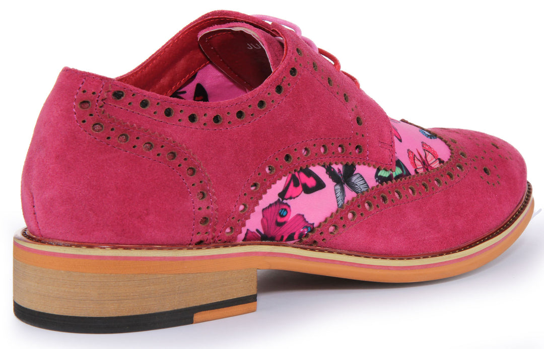 Pink Ladies Suede Brogues Uk Herring Shoes Herring Ladies Cordelia