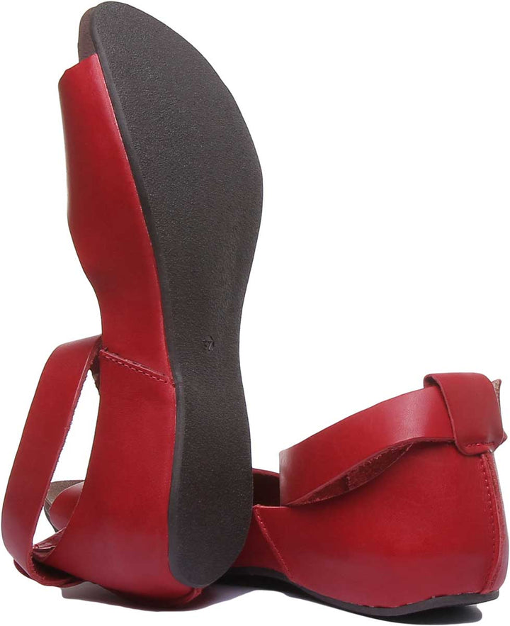 JUSTINREESS ENGLAND Womens Sandals 7020 Ankle Strap Peep Toe Sandal In Red