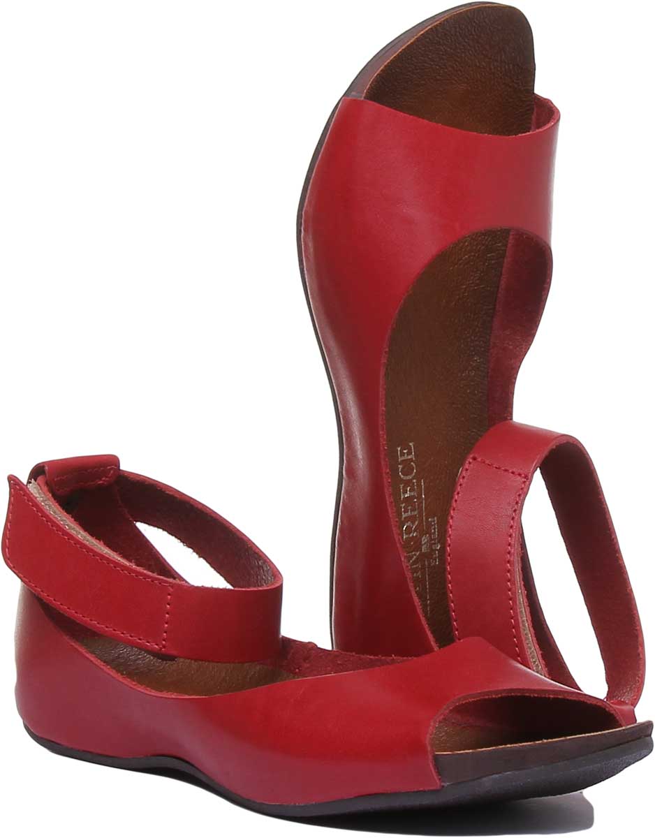 Red closed toe store sandals