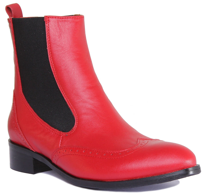 JUSTINREESS ENGLAND Womens Ankle Boots Giana High Chelsea Leather Boot In Red