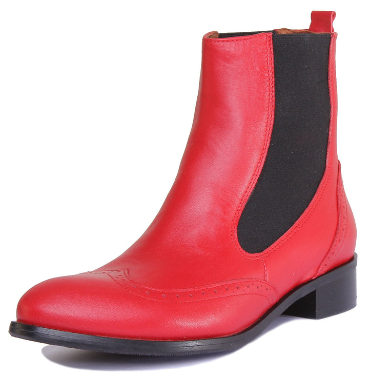 JUSTINREESS ENGLAND Womens Ankle Boots Giana High Chelsea Leather Boot In Red