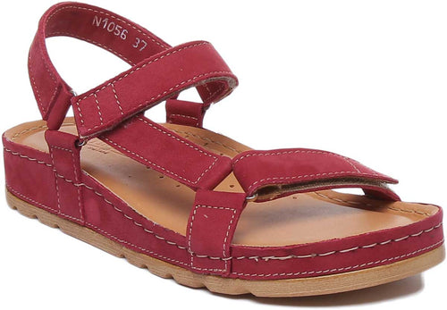 Nikki Leather Strappy Sandal In Red