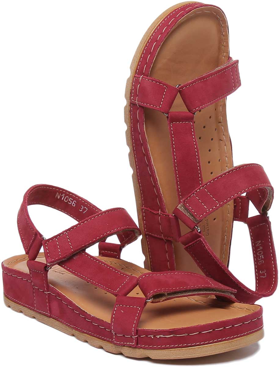JUSTINREESS ENGLAND Womens Sandals Nikki Leather Strappy Sandal In Red