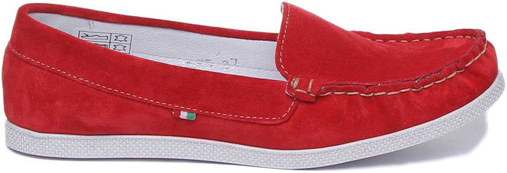 JUSTINREESS ENGLAND Womens Loafers Nita Suede Slip On Shoe In Red