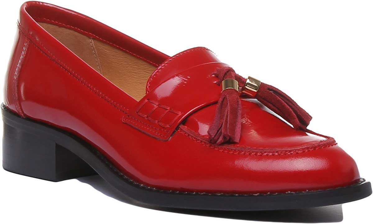 Ladies hot sale red loafers