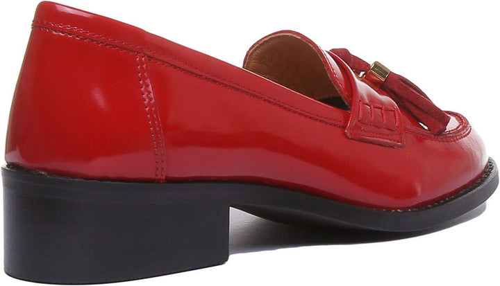 JUSTINREESS ENGLAND Womens Loafers Felicity Slip On Leather Loafer In Red