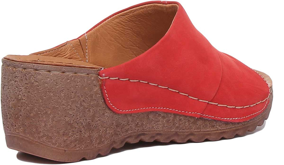 JUSTINREESS ENGLAND Womens Sandals Hazel Leather Comfort Mule In Red