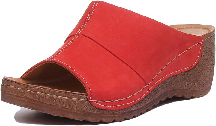 JUSTINREESS ENGLAND Womens Sandals Hazel Leather Comfort Mule In Red