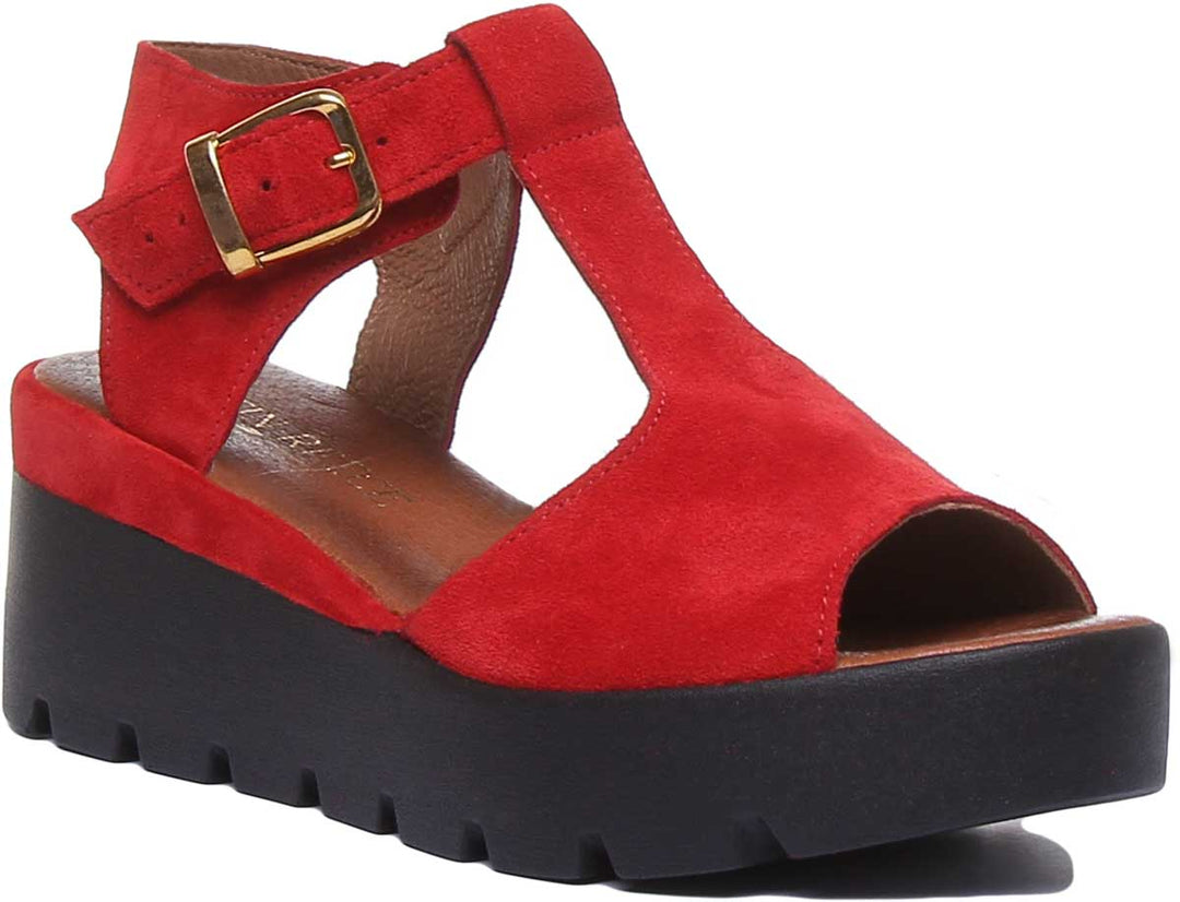 JUSTINREESS ENGLAND Womens Sandals 6200 Summer Wedge Sandal In Red