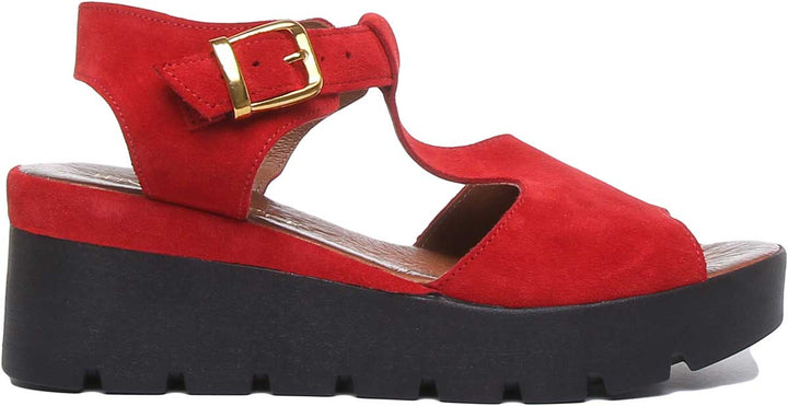 JUSTINREESS ENGLAND Womens Sandals 6200 Summer Wedge Sandal In Red