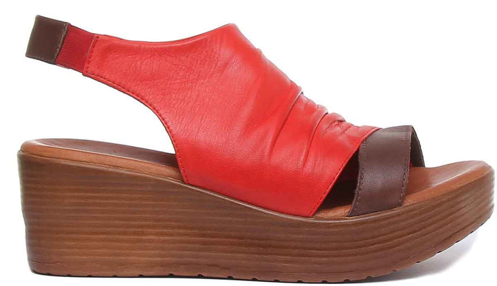 JUSTINREESS ENGLAND Womens Sandals Madeline Two Tone Wedge Sandal In Red