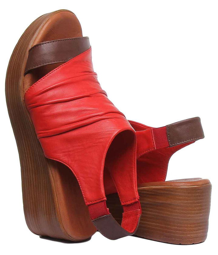JUSTINREESS ENGLAND Womens Sandals Madeline Two Tone Wedge Sandal In Red
