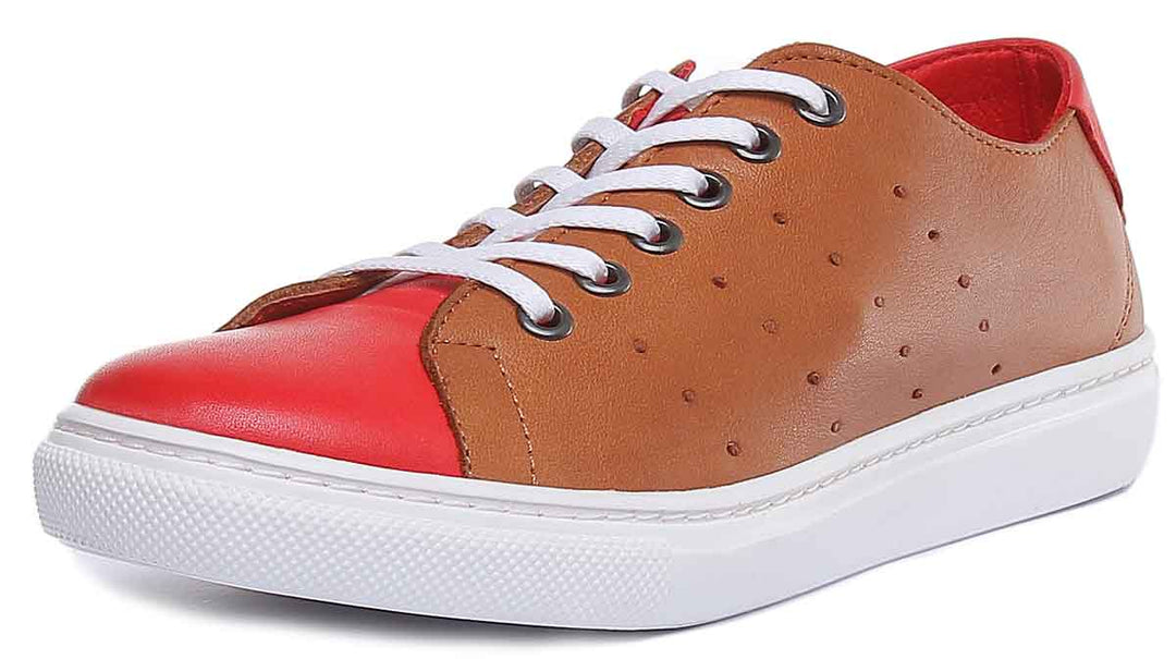 JUSTINREESS ENGLAND Womens Casual Shoes Lucy Lace Up Leather Shoe In Red
