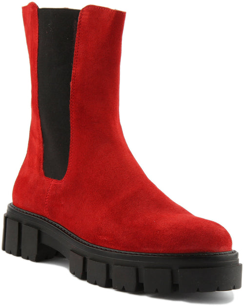 Tulip Chelsea Ankle Boots In Red