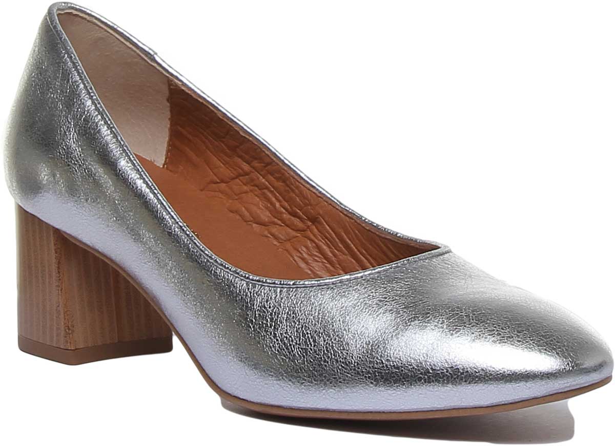 Silver slip on heels on sale