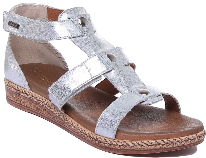 JUSTINREESS ENGLAND Womens Sandals 7800 Leather Strappy Sandal In Silver