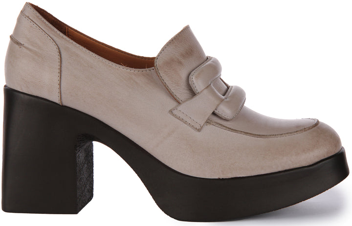 Nyra Heel Loafer Shoes In Stone