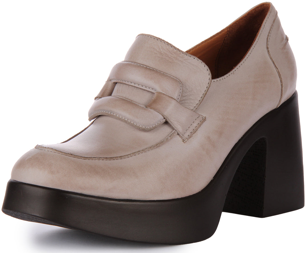 Nyra Heel Loafer Shoes In Stone