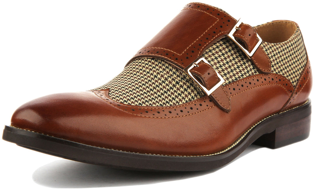 JUSTINREESS ENGLAND Mens Monk Shoes Gabby Leather Monk Shoe In Tan