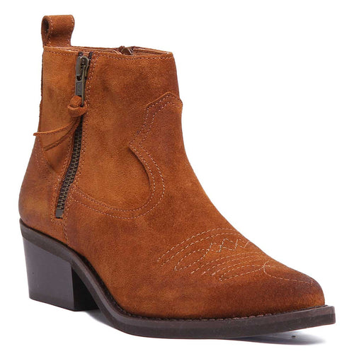 Cassidy Short Cowboy Boot In Tan