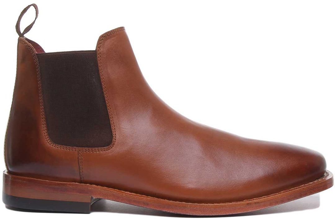 JUSTINREESS ENGLAND Mens Ankle Boots Chase Leather Chelsea Boot In Tan