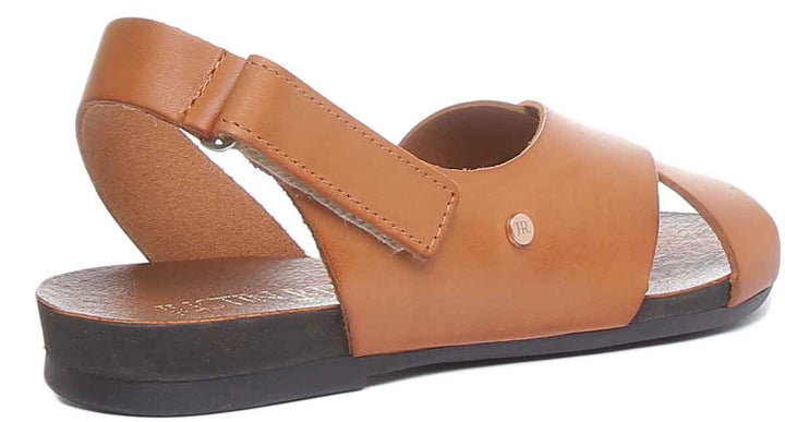 JUSTINREESS ENGLAND Womens Sandals 7600 Leather Buckle Sandal In Tan