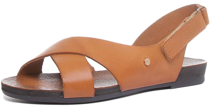 JUSTINREESS ENGLAND Womens Sandals 7600 Leather Buckle Sandal In Tan