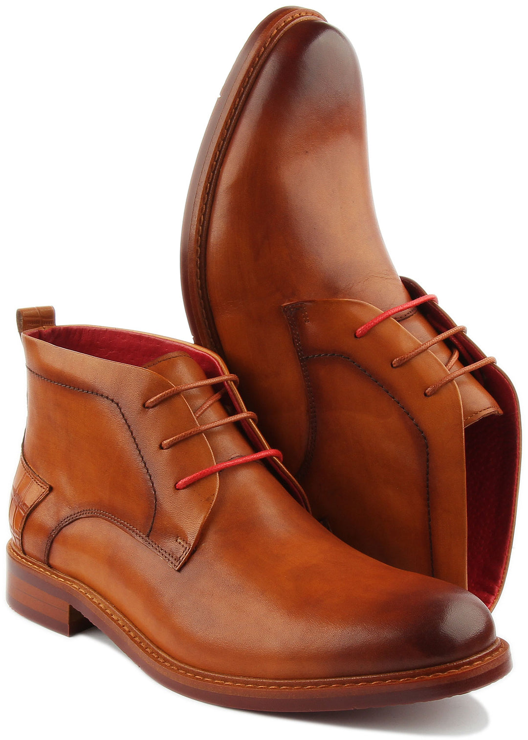 JUSTINREESS ENGLAND Mens Ankle Boots Stuart Ankle Boot in Tan Leather