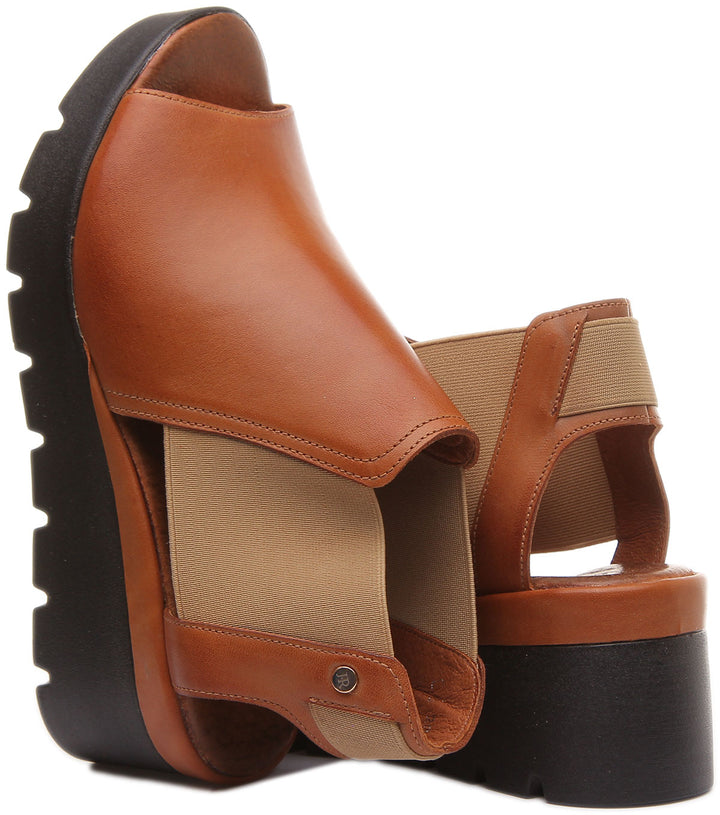 JUSTINREESS ENGLAND Womens Platform 7100 Chelsea Style Comfort Sandal in Tan