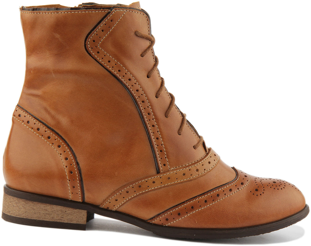 Justinreess England Ankle Boots Marigold Brogue Ankle Boots In Tan