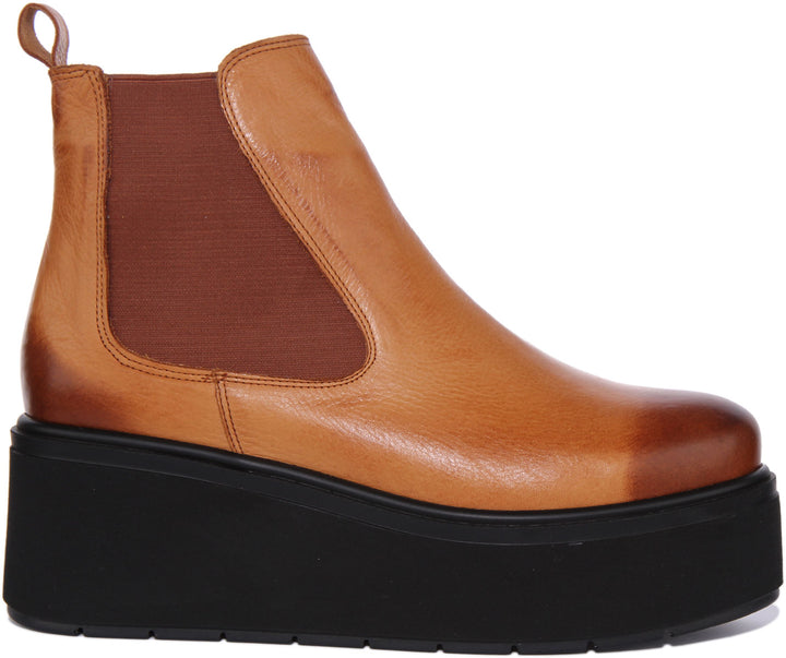 Justinreess England Ankle Boots Lisa Platform Chelsea ankle Boots In Tan